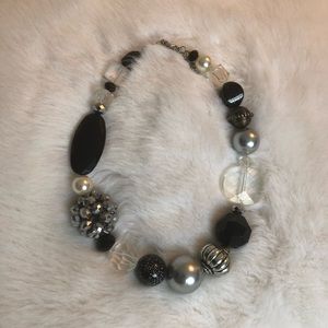 Black and silver chunky statement necklace